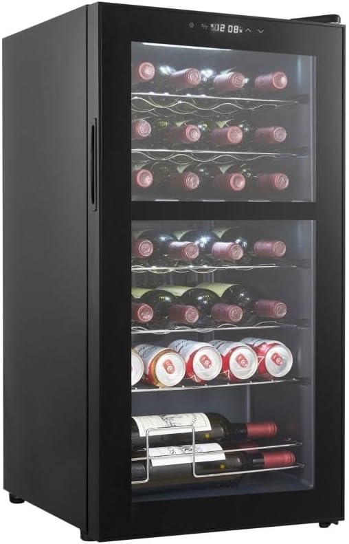 Weinkühlschrank Freistehender, 18 °C, mit LED, Schwarz, Cavin