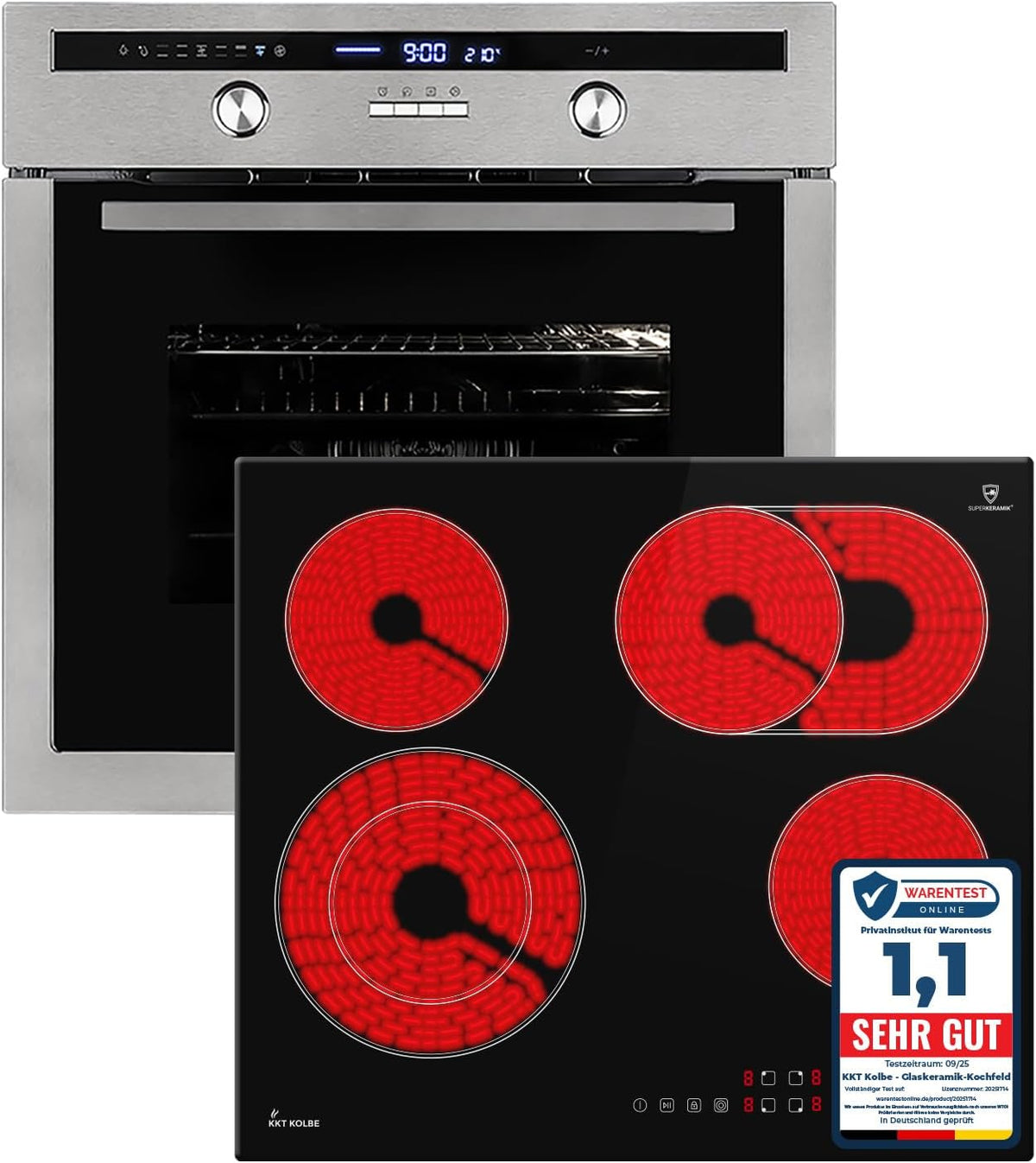 KKT KOLBE EB8013ED Kochfeld, 60 cm, Silber/Schwarz, mit Timer