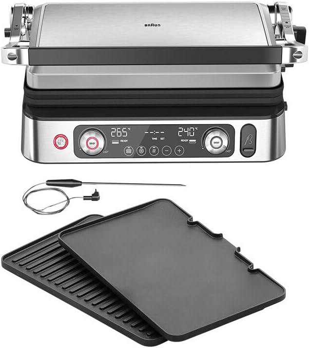 Braun Elektrische Tischgrills, 2200 W, aus Edelstahl und Stahl, Schwarz/Edelstahl