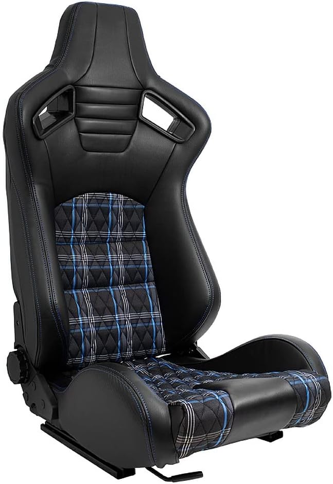 AUTO-STYLE Sitze, verstellbar, aus Kunstleder und Leder, Schwarz/Blau