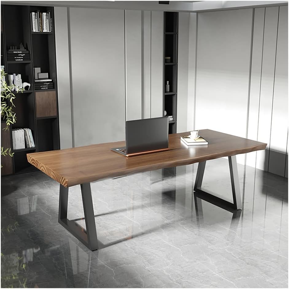 Computertische, 200 × 80 × 75 cm, aus Massivholz und Metall, Braun/Schwarz, SXZenSpace