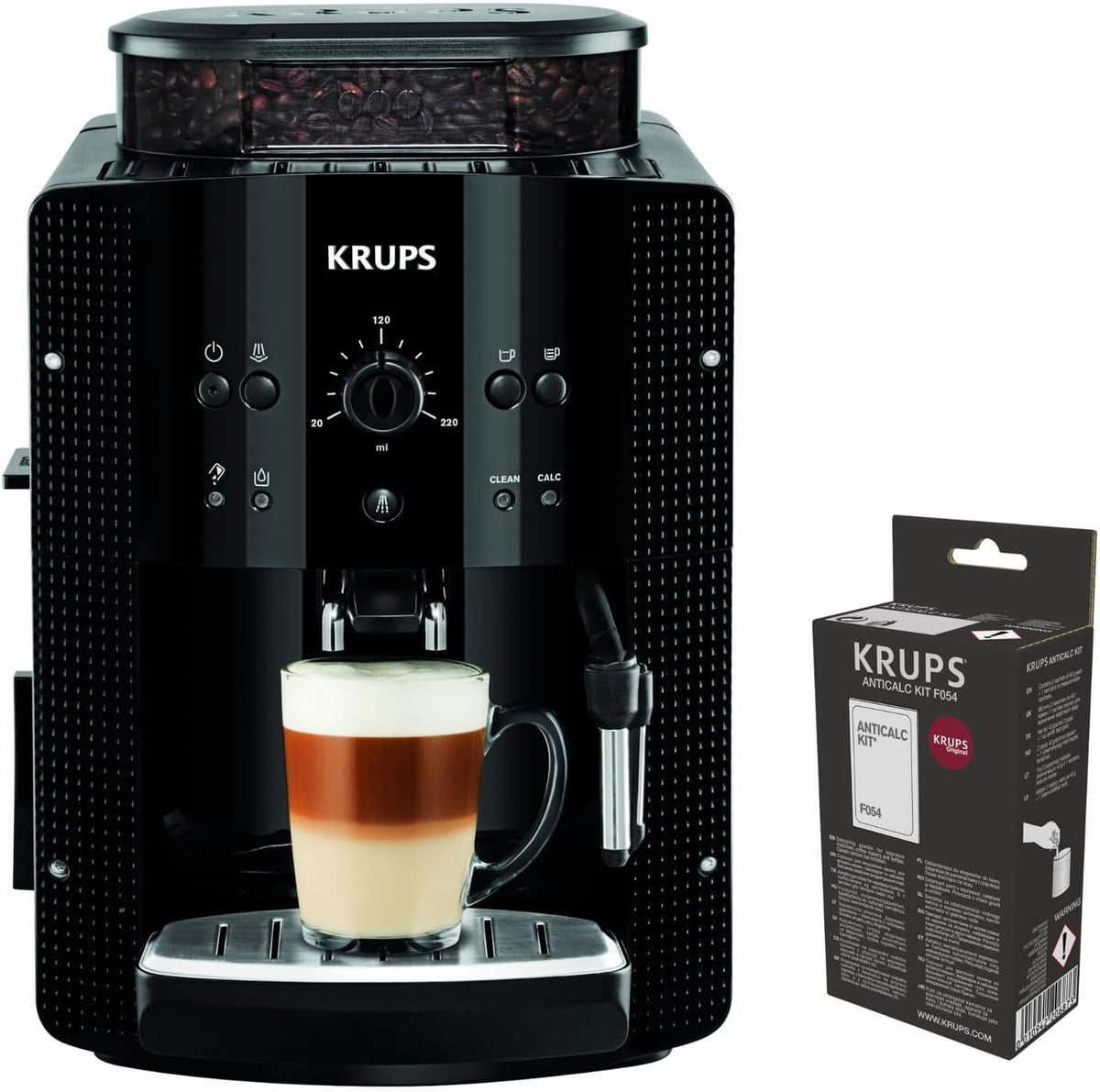 KRUPS EA8108OM Kaffeevollautomat, Schwarz, verstellbar, mit LED