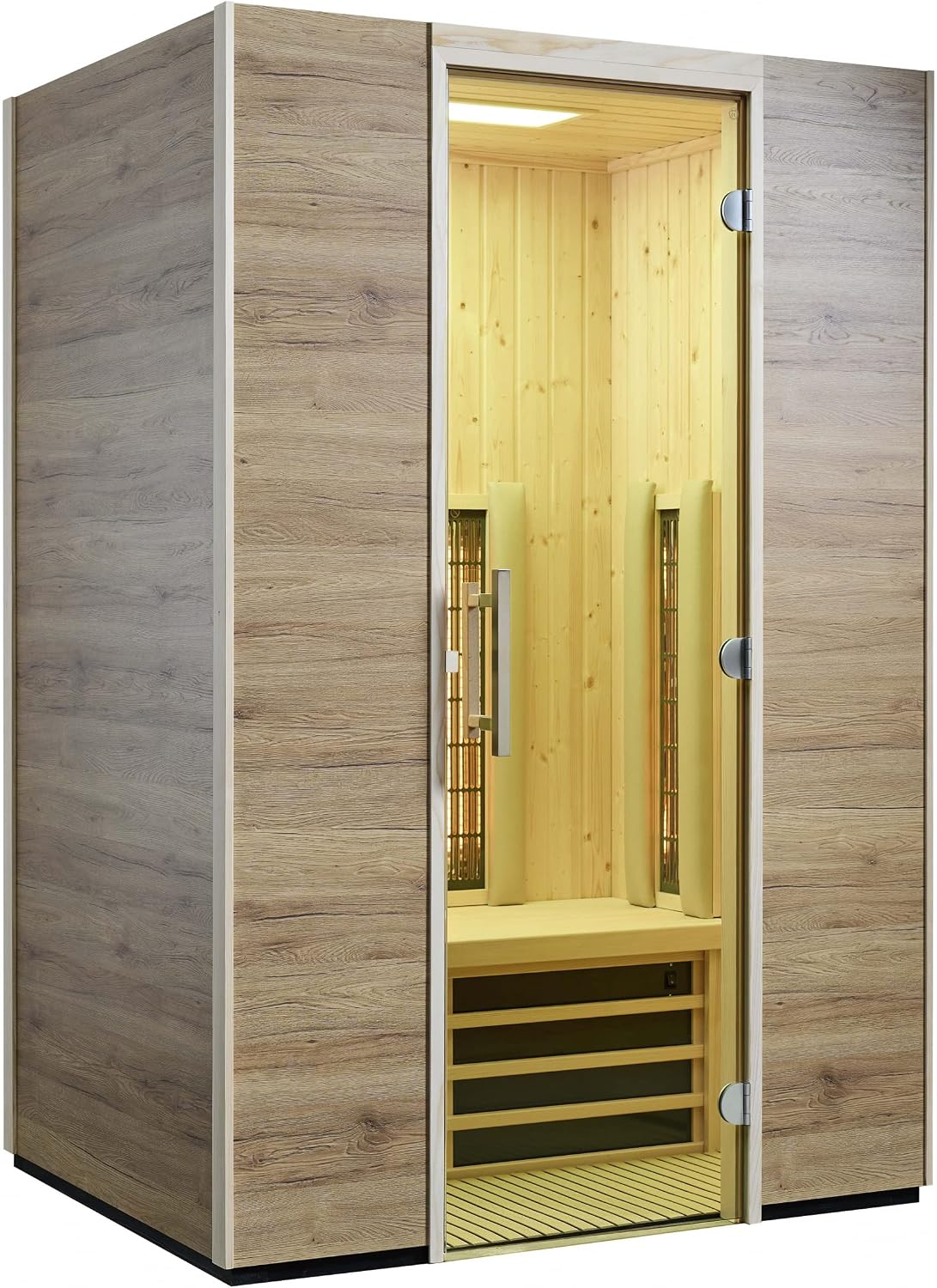 Infraworld Saunen, 125 × 115 cm, mit LED, mit Fernbedienung, Holzfarben
