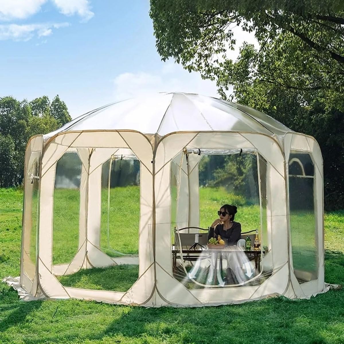 Gewächshaus, wasserdicht, für den Garten, Beige/Durchsichtig, HLGKBY