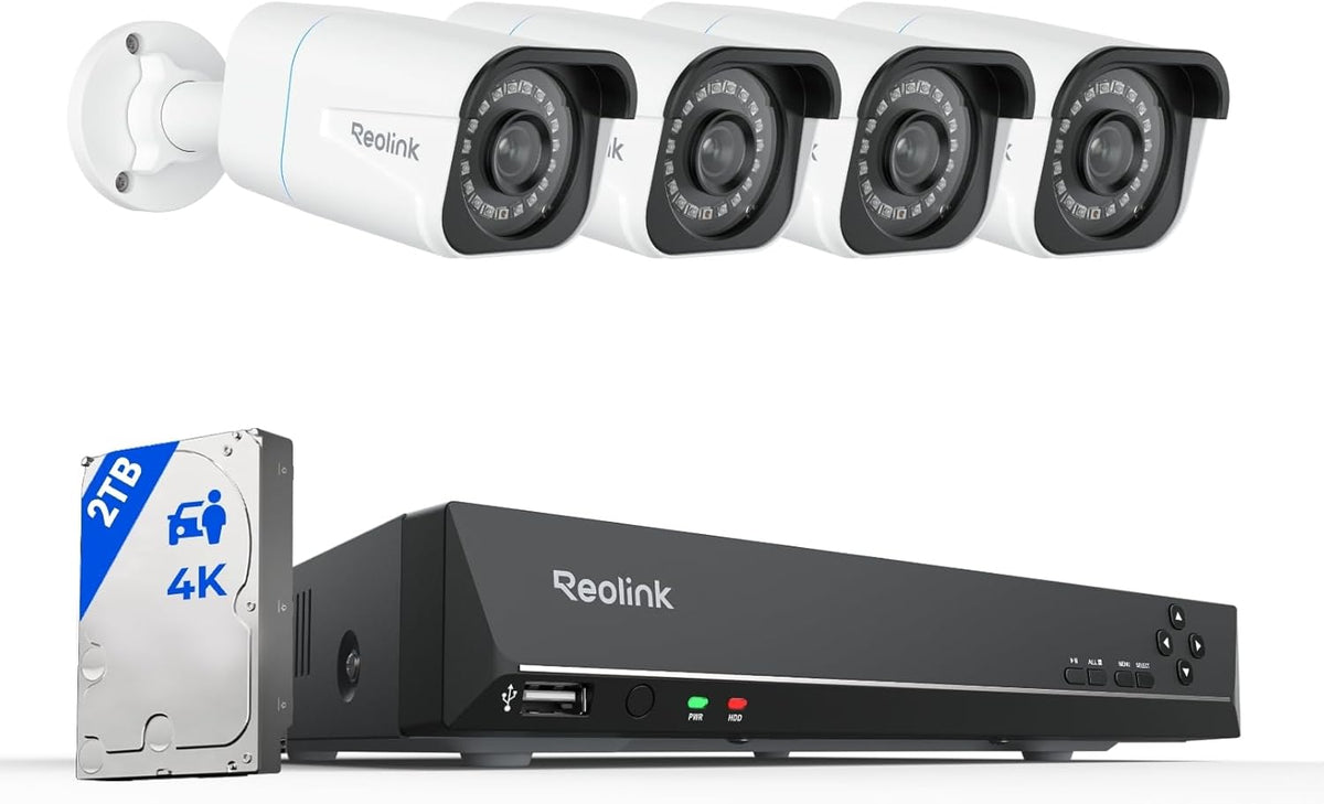 Überwachungs-NVR-Sets IP67, 2 TB, mit WLAN, Weiß/Schwarz, Reolink