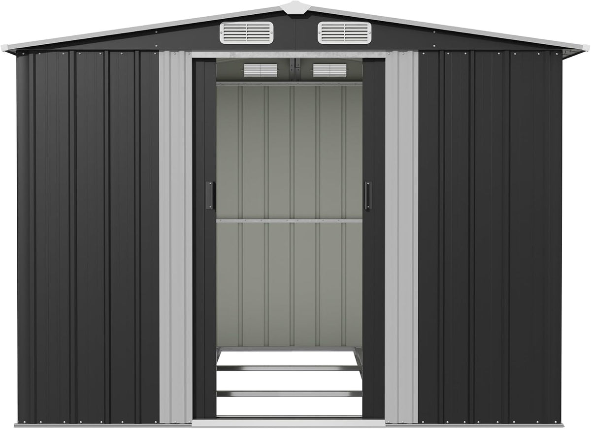 Devoko Gerätehaus Metall Groß Rasenmäher, 234 × 200 × 192 cm, 8.9 m³, für den Garten, Anthrazit