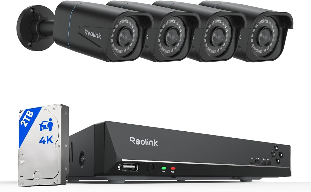 Reolink RLK8-800B4 DVR-Videoüberwachungs Sets, 2 TB, mit WLAN, Schwarz