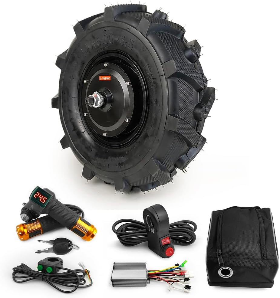 Schubkarren, 500 W, 14 Zoll, Schwarz/Orange/Silber, L-faster