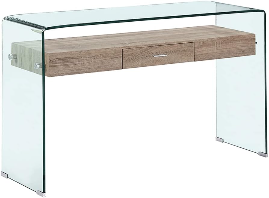 Konsolentische, aus Glas, Transparent/Holz, Meubletmoi