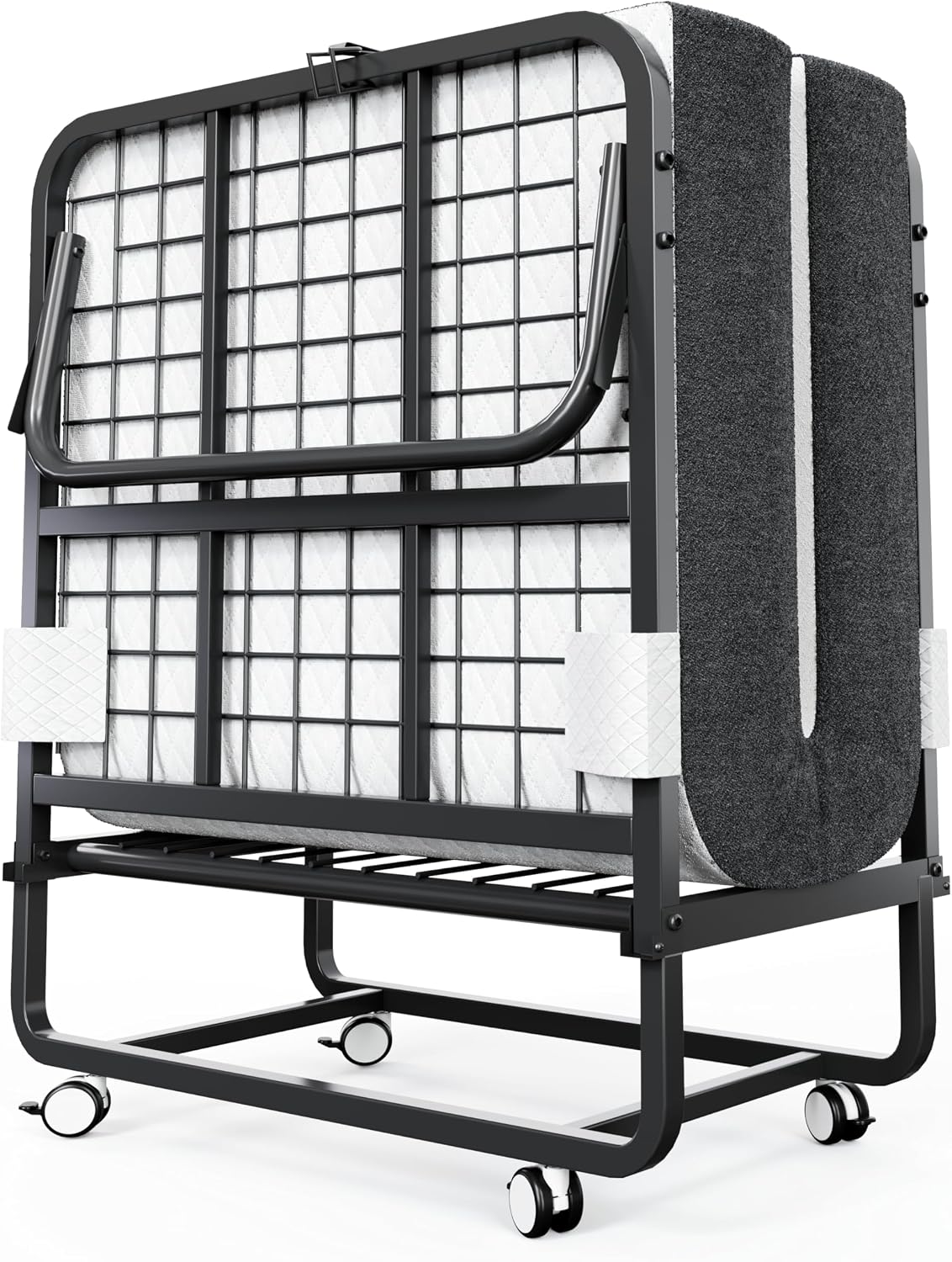 CAIYUN ca.13CM Matratze, 100 × 190 cm, 200 kg, aus Metall, klappbar, Schwarz/Grau/Weiß