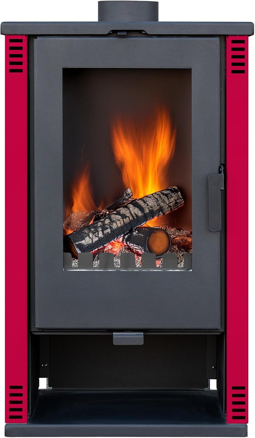 Kaminofen K10M, 10 kW, Burgunderrot/Schwarz
