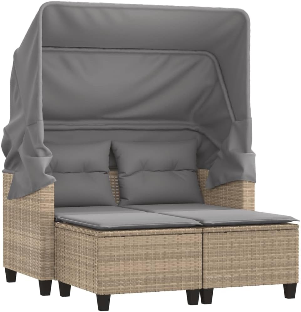 Gartenmöbel-Set Gartensofa 2, aus Polyrattan, für den Garten und die Terrasse, Beige/Grau, vidaXL