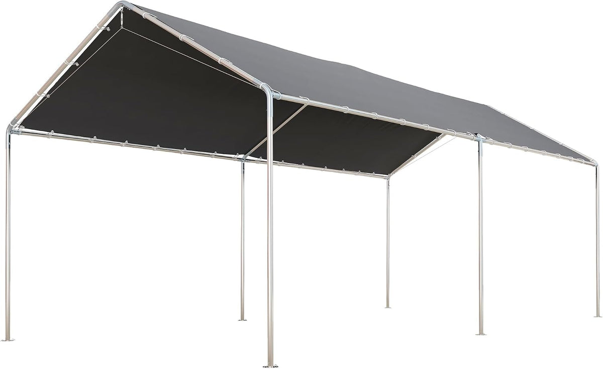 Outsunny Carport, 6 × 3 m, mit Doppeldach, wasserdicht, aus Stahl, Grau