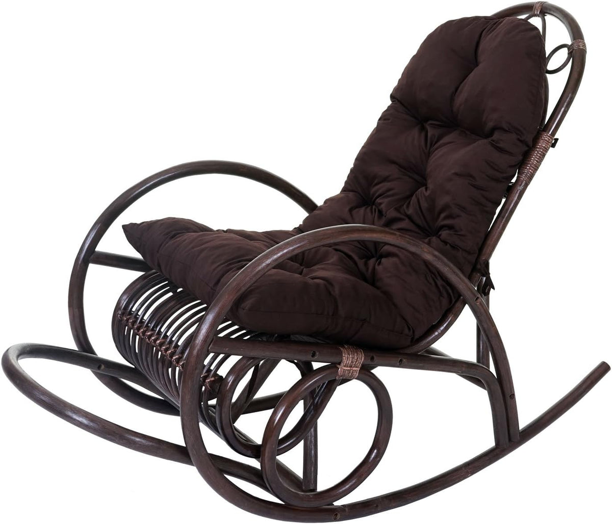 Mendler HWC-C40 Schaukelstühle, aus Polyrattan, Braun