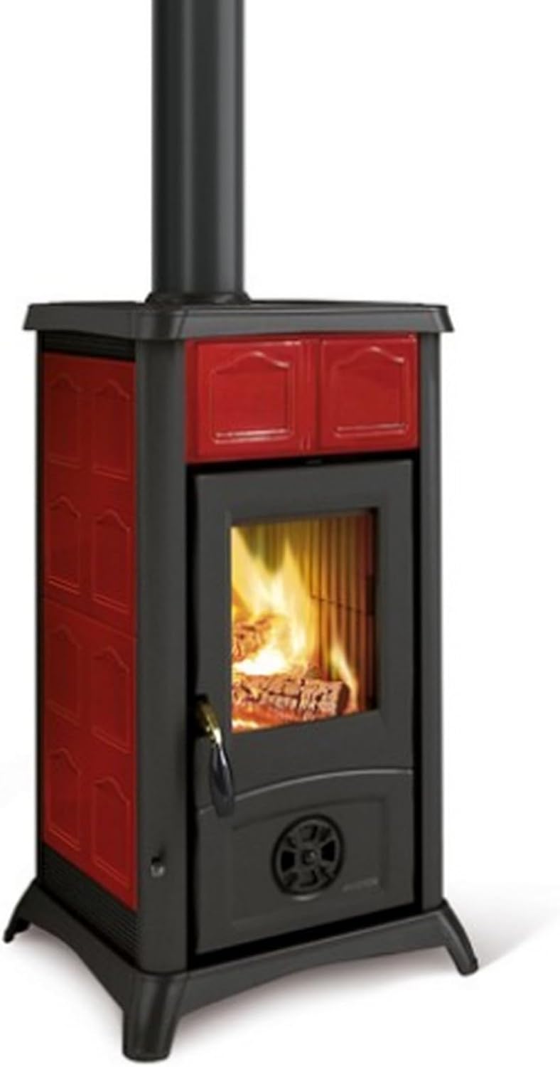 Nordica Gemma Elegance 7111600 Holzofen Kaminofen, Schwarz/Bordeaux