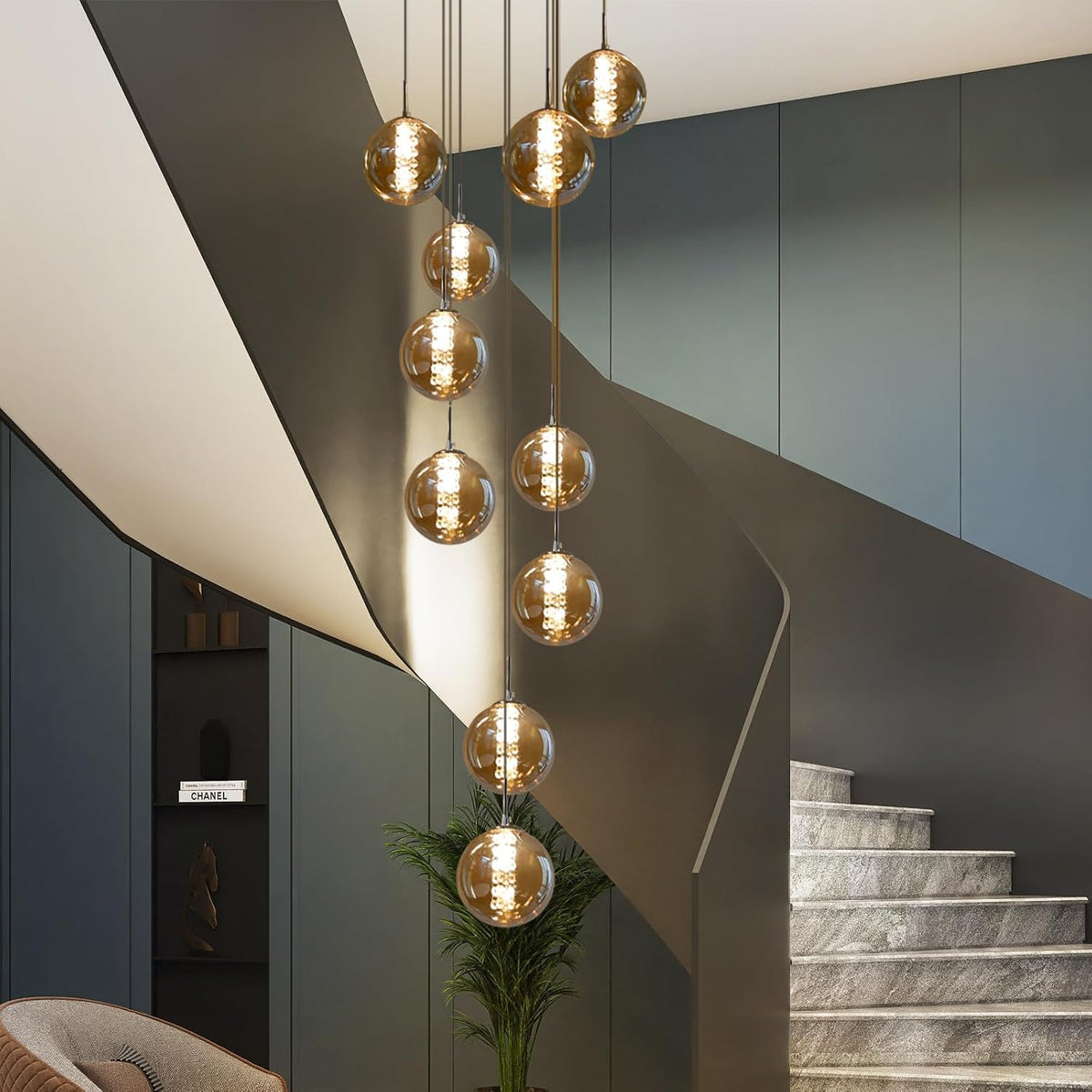 Esstisch, 200 CM, verstellbar, höhenverstellbar, aus Glas, für das Wohnzimmer und die Küche, Bernstein, CBJKTX
