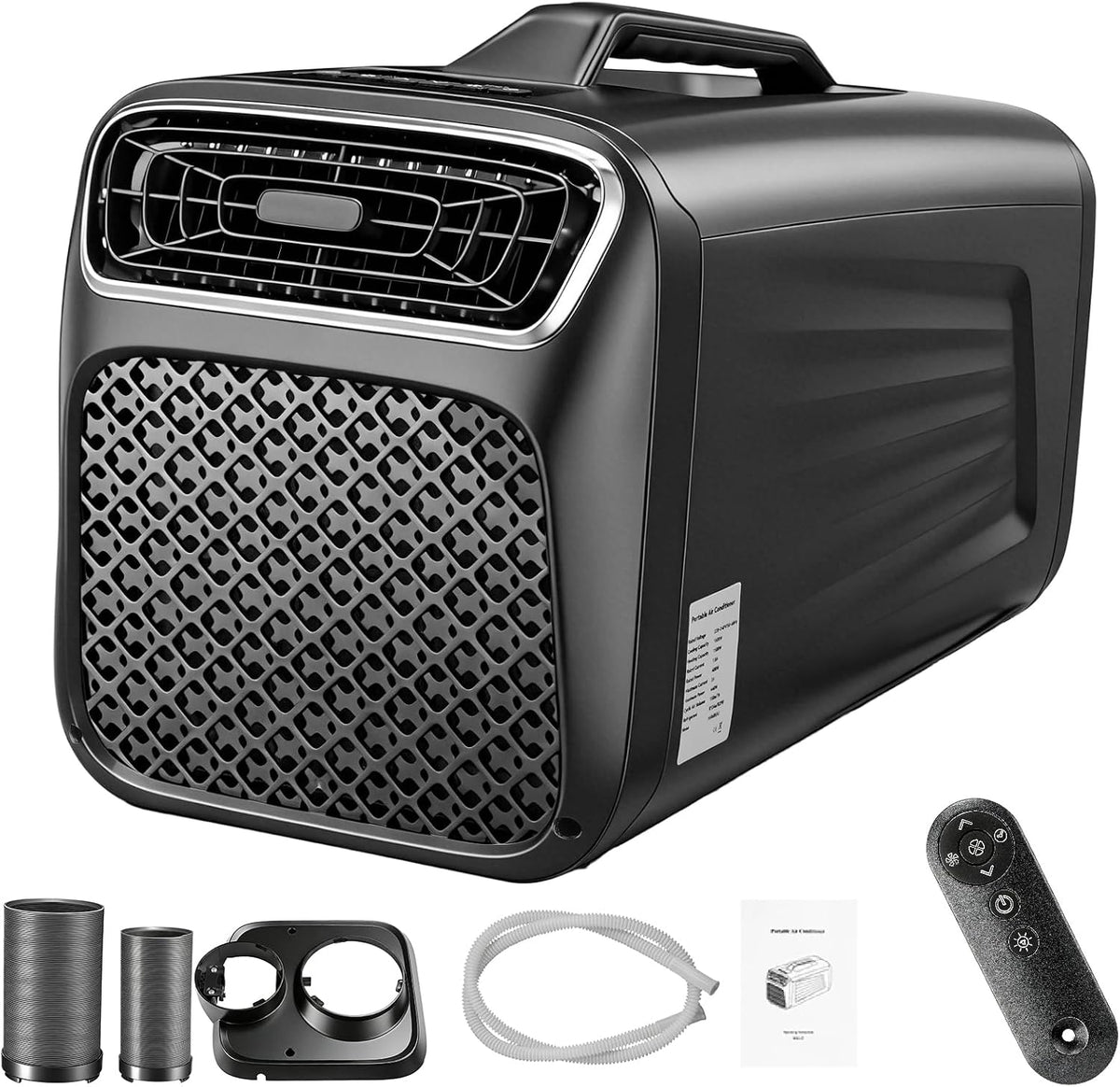 ISINEVER Klimaanlage, 5200 BTU, mit Fernbedienung, mit Timer, für Camping, Schwarz