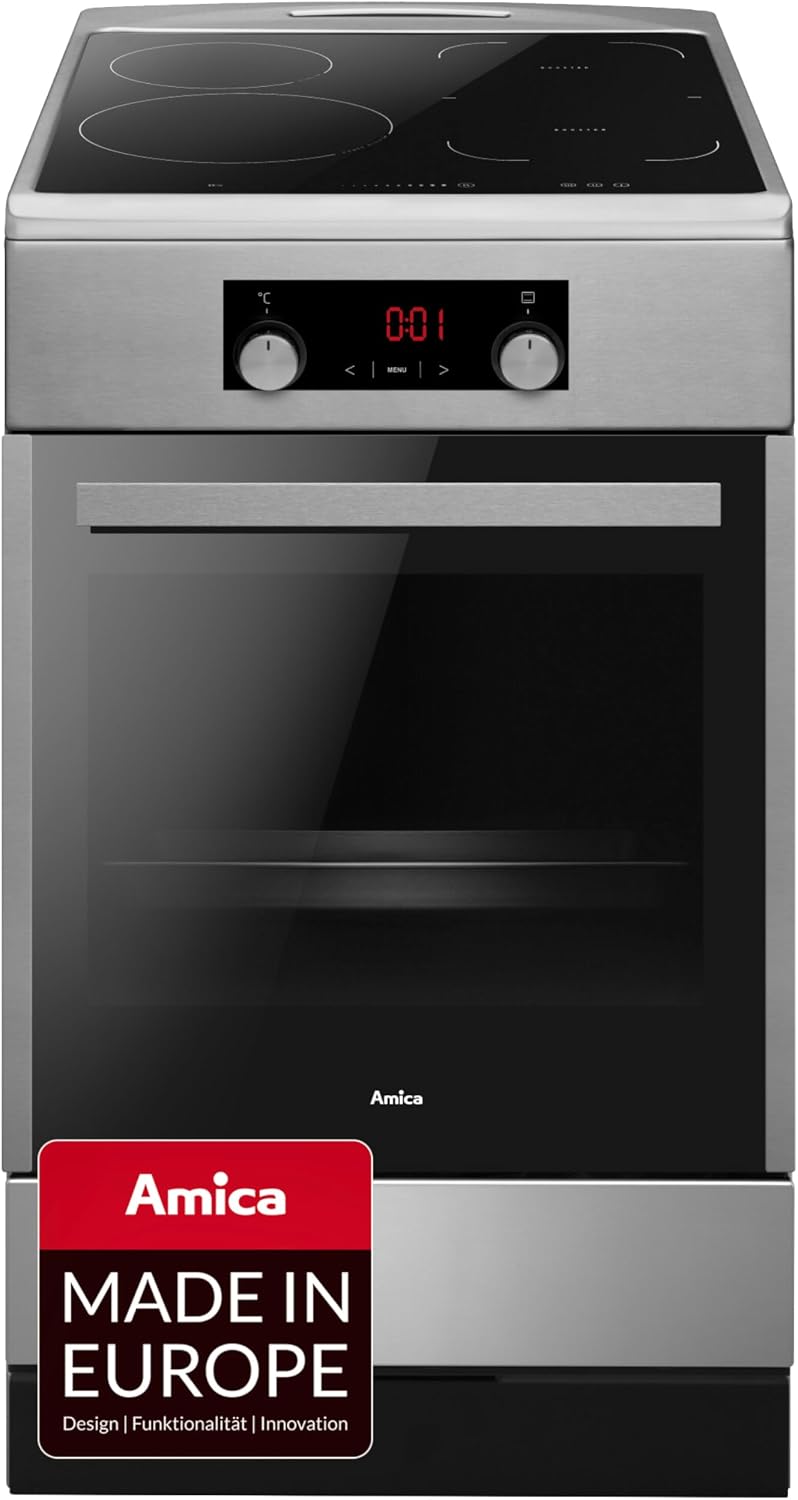 Kochfeld, 65 l, mit Timer, Schwarz/Silber, aus Edelstahl und Stahl, Amica