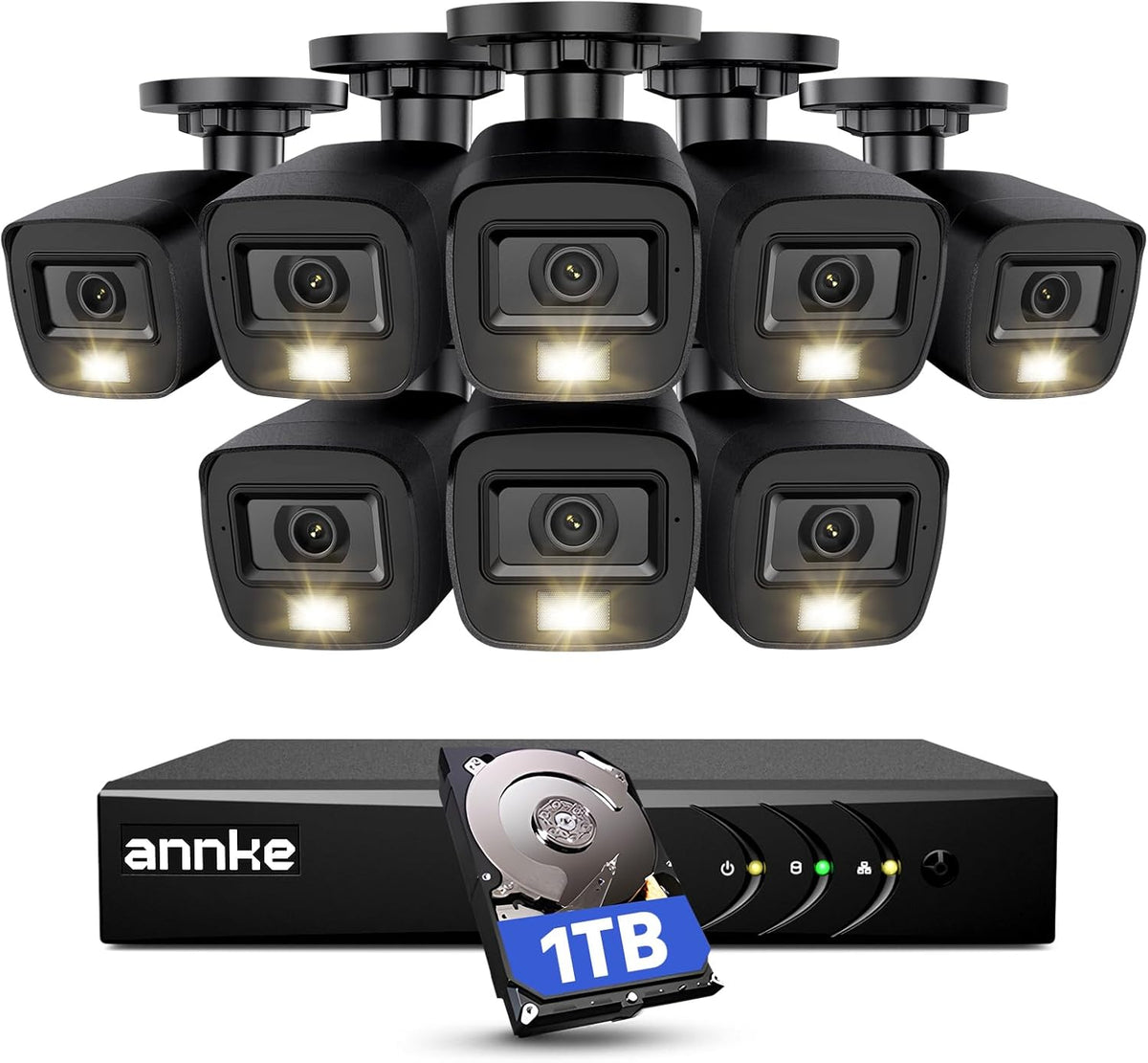 Surveillance DVR Kits H.265, 1 TB, mit KI-Erkennung, Schwarz, ANNKE