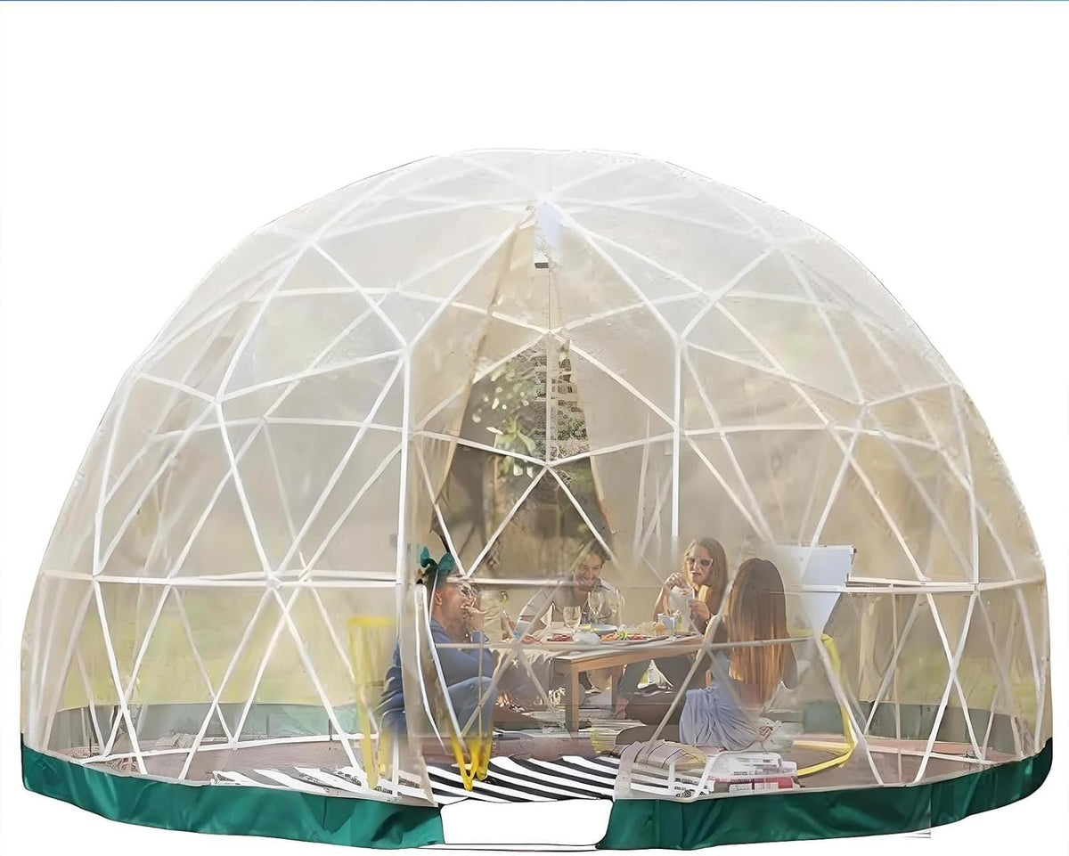 menglanchang Kuppelzelte, 3,6 m, wasserdicht, für den Garten und die Terrasse, Transparent/Weiß