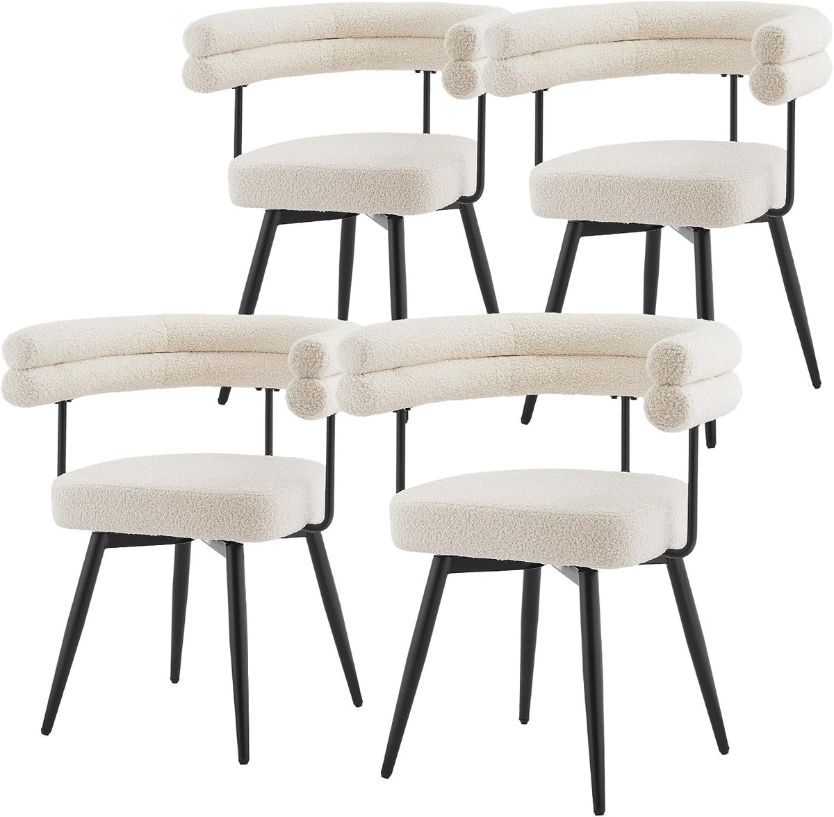 Esszimmerstühle, aus Metall und Stoff, für das Wohnzimmer und die Küche, Beige/Schwarz, ML DESIGN modern living