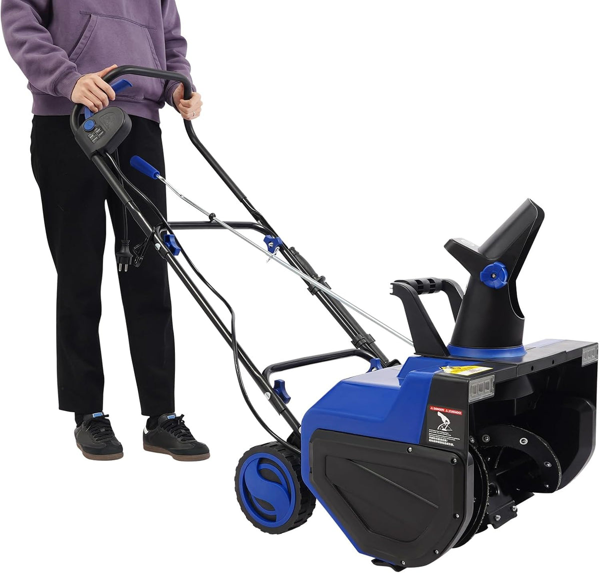 ieLsngai Schneefräsen, 2400 W, 56 cm, 7.6 m, mit LED, Blau/Schwarz