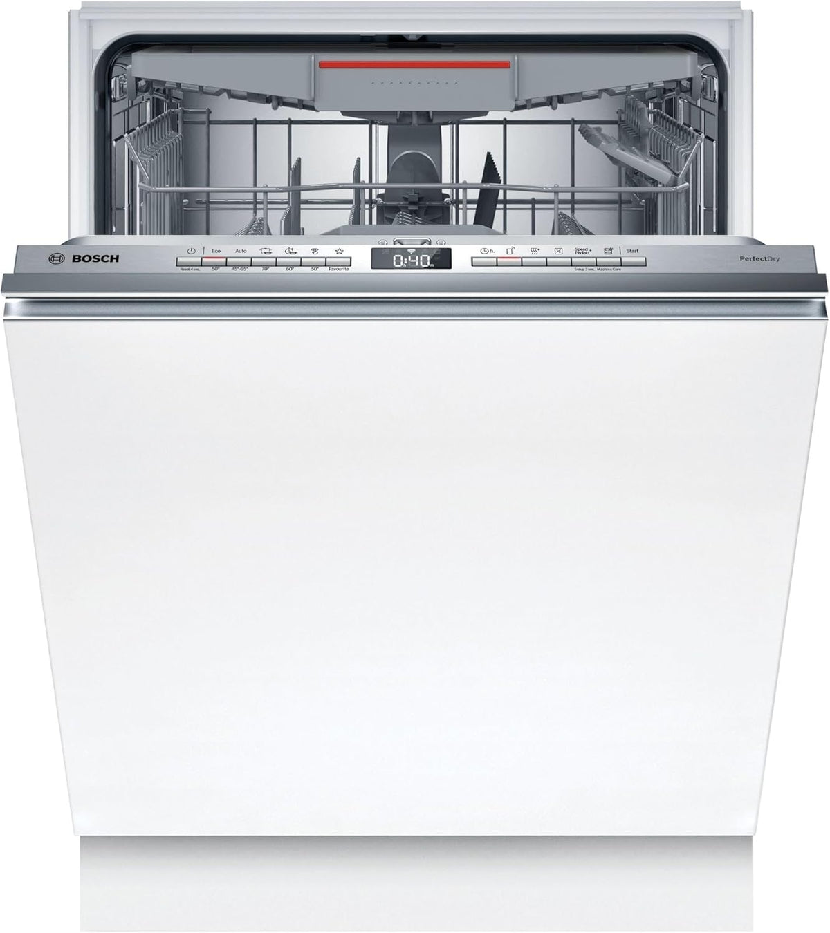 Bosch SMV6YCX02E Geschirrspüler, 60 cm, höhenverstellbar, Weiß/Silber