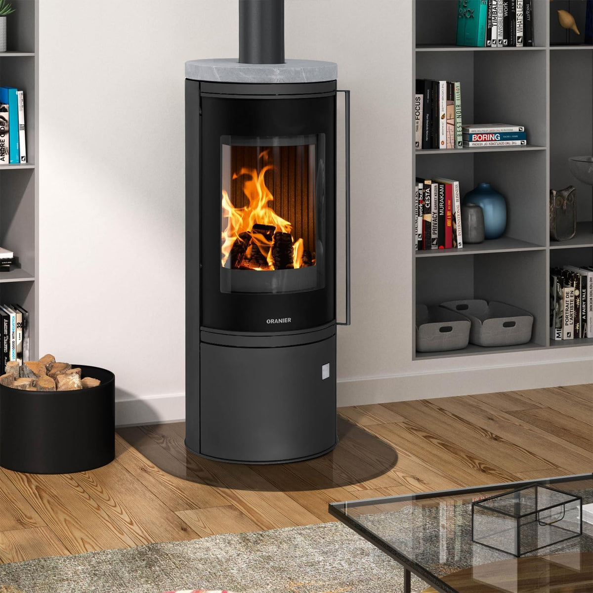 Oranier 5900 22 Arena 2.0 Kaminofen, aus Stahl, Schwarz/Grau