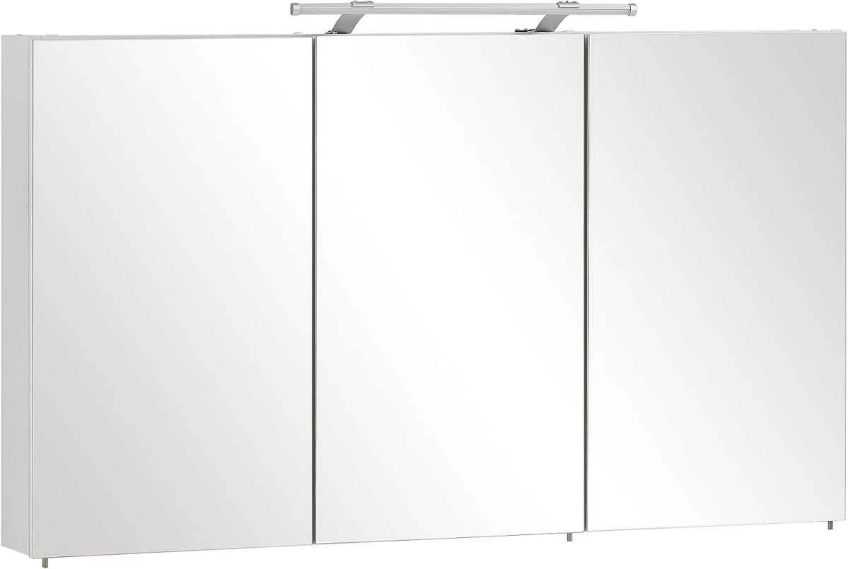 Schildmeyer Spiegelschrank 132253 Spiegelschränke, 120 × 16 × 71 cm, höhenverstellbar, mit LED, Weiß