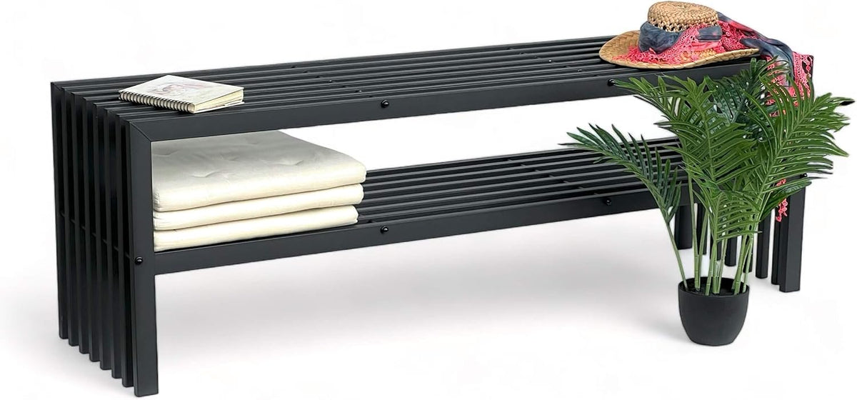 Gartenmöbel-Set, 150 cm, für den Garten, aus Metall, Schwarz, DanDiBo