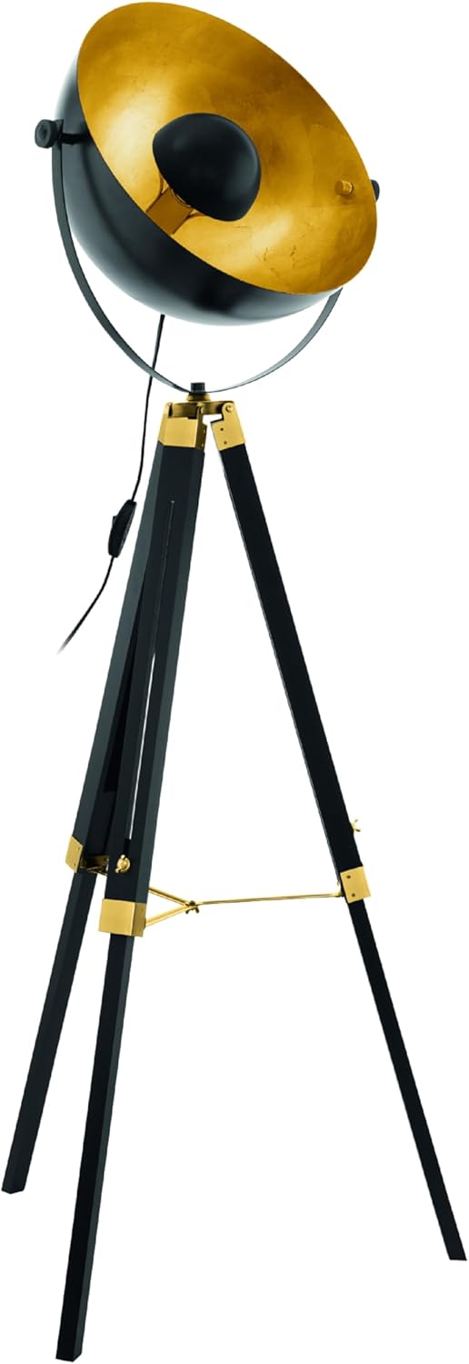 EGLO E27 Standleuchten & Deckenfluter, aus Stahl, mit LED, für das Wohnzimmer, Schwarz/Gold/Messing