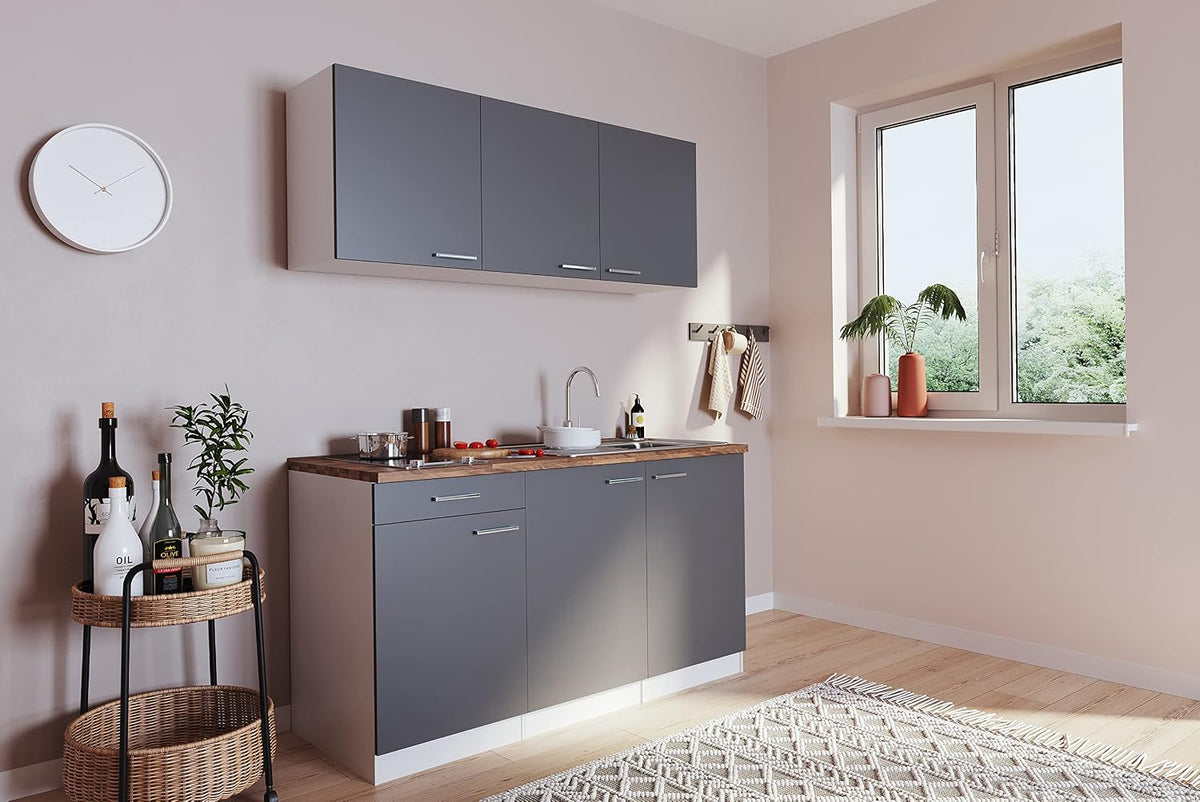 Kühlschrank, 150 cm, für die Küche, Grau/Weiß, respekta