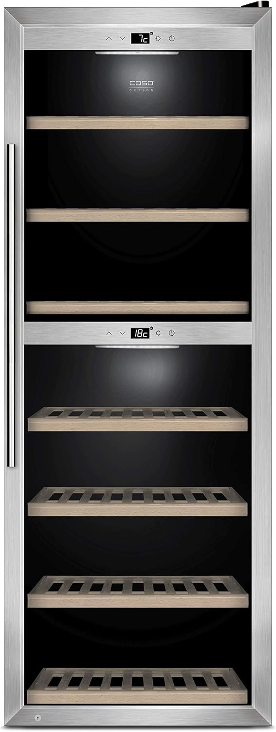 Getränkekühlschrank, 5–20°C, 310 mm, verstellbar, Silber/Schwarz, Caso