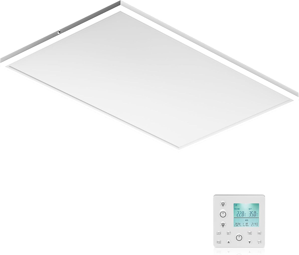 Wiltec Infrarot Deckenheizung 370 W Heizgeräte, 65,5 × 63 × 3,5 cm, mit LED, verstellbar, Weiß