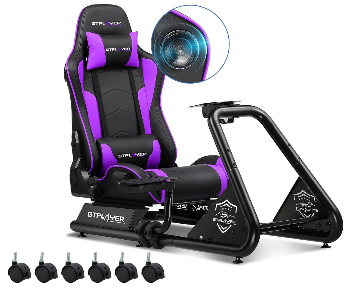 GTPLAYER Simulator Cockpit Rennsimulations-Stühle, Schwarz/Lila