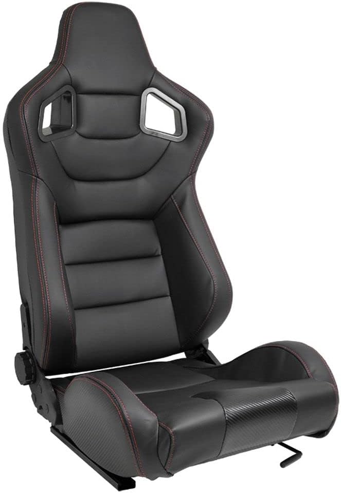 AUTO-STYLE Sportsitze 'RK' Sitze, verstellbar, aus Kunstleder und Leder, Schwarz/Rot