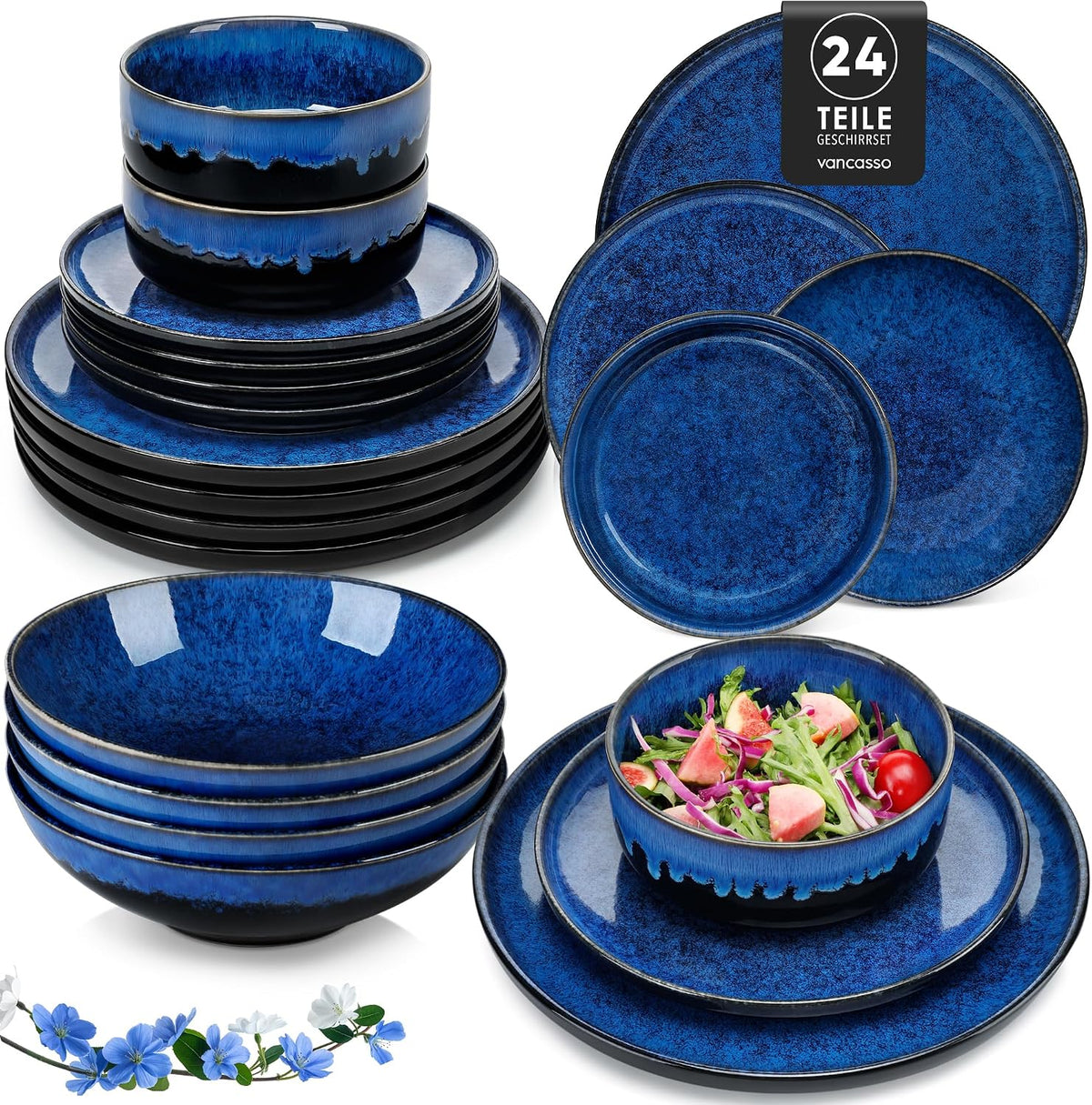 Tafelservice STARRY 24, Blau, vancasso