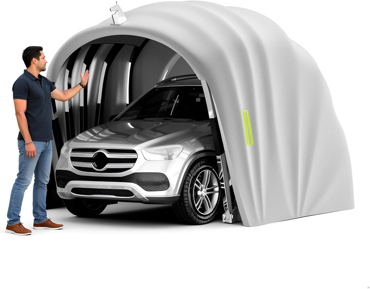 Carport, aus Edelstahl und Stahl, Dunkelgrau, ACLFF