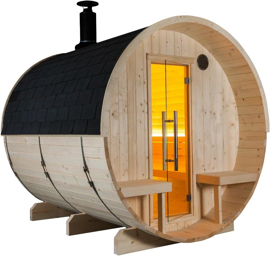 Sentiotec KUUSI-240-C Sauna, Schwarz/Naturholz