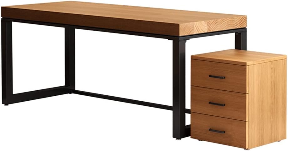 Computertische, aus Massivholz und Metall, Holz/Schwarz, SXZenSpace