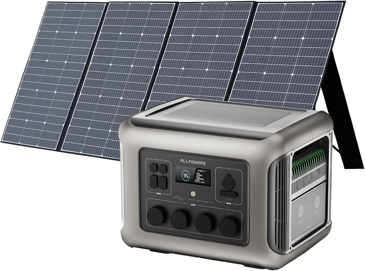 ALLPOWERS R2500 Stromerzeuger, 400 W, 2500 W, 1920 Wh, mit USB, für Camping, Silber/Schwarz