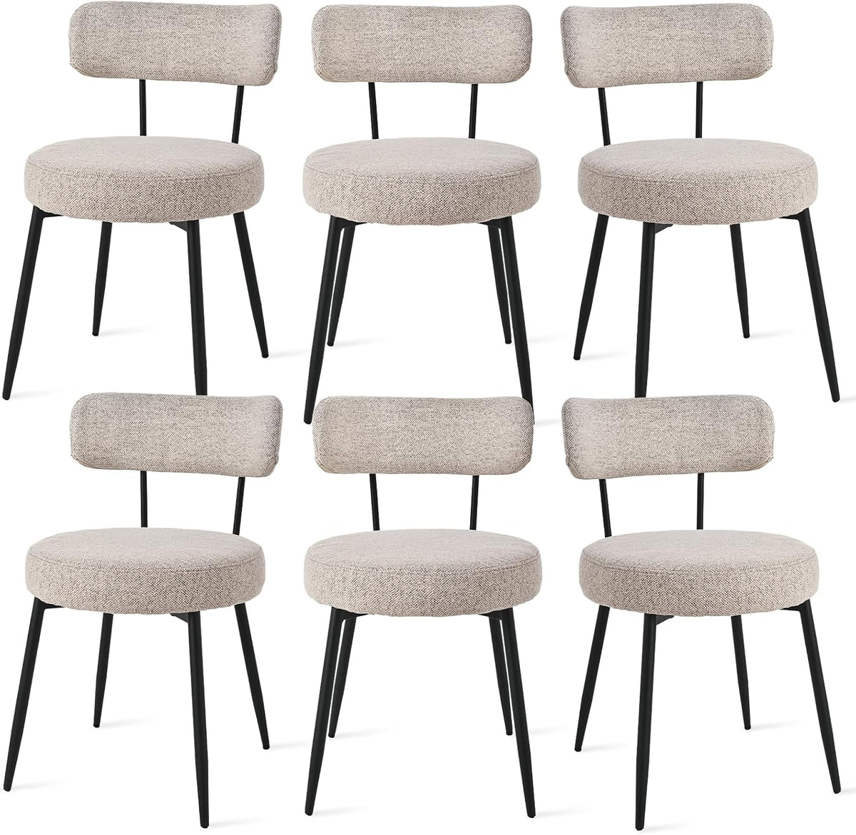 Bon Furni Esszimmerstühle, höhenverstellbar, für die Küche, aus Metall und Stoff, Beige/Schwarz