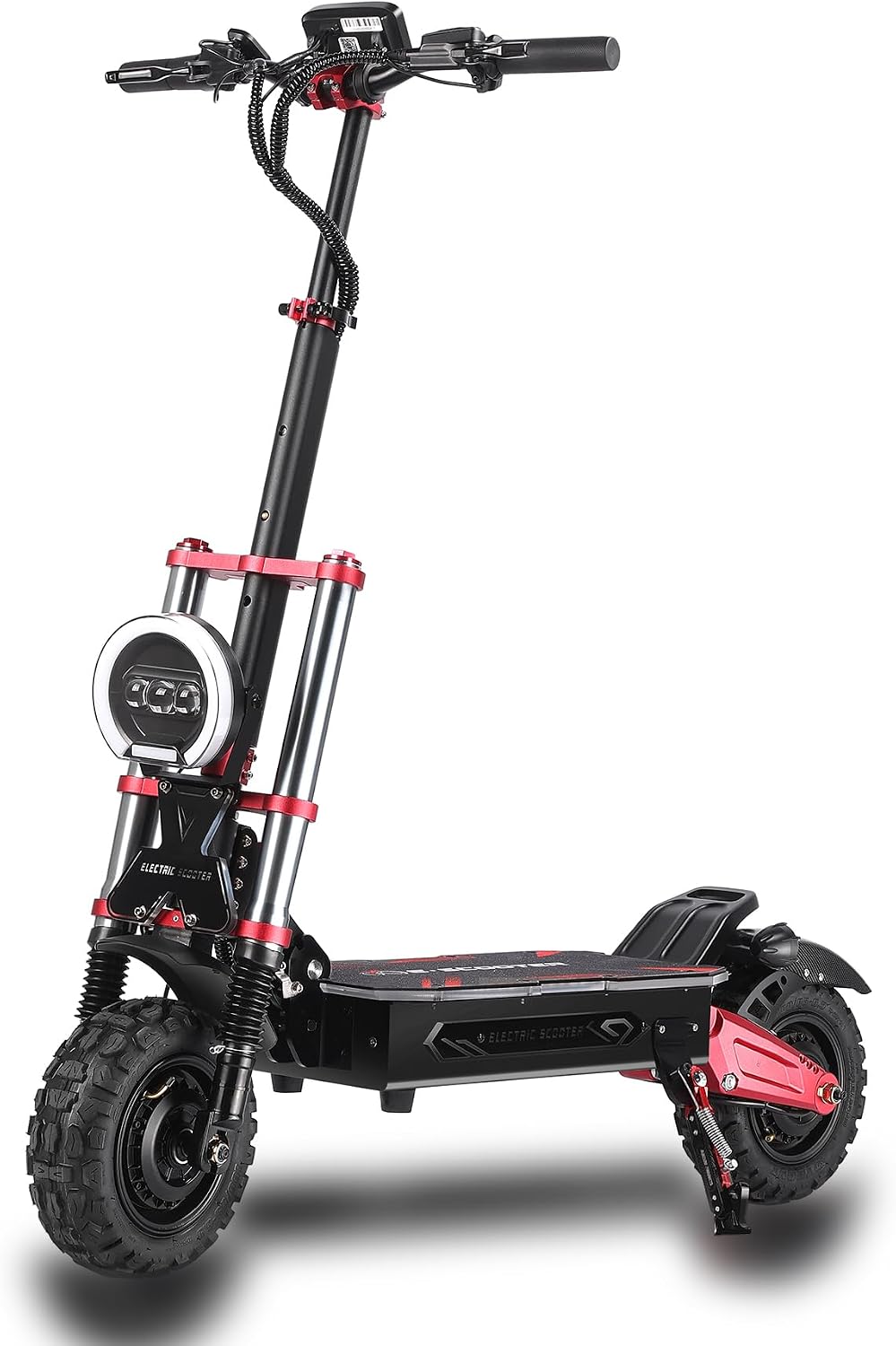 HWWH S5 Elektroscooter, 500 W, 11 Zoll, 20km/h, mit LED, bürstenlos, Schwarz/Rot