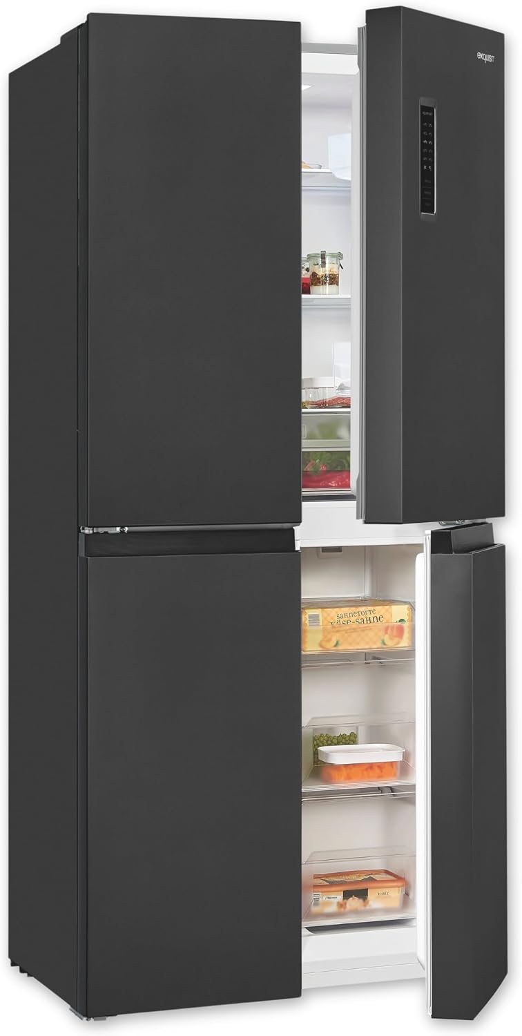 Exquisit MD365-125-040D Kühl-Gefrier-Kombination, 362 L, höhenverstellbar, Schwarz