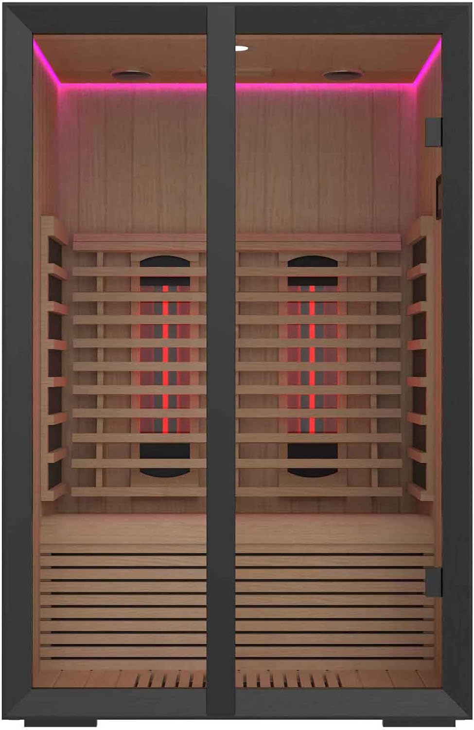Sauna, 130 × 104 × 200 cm, mit USB, Schwarz/Holz, Sentiotec