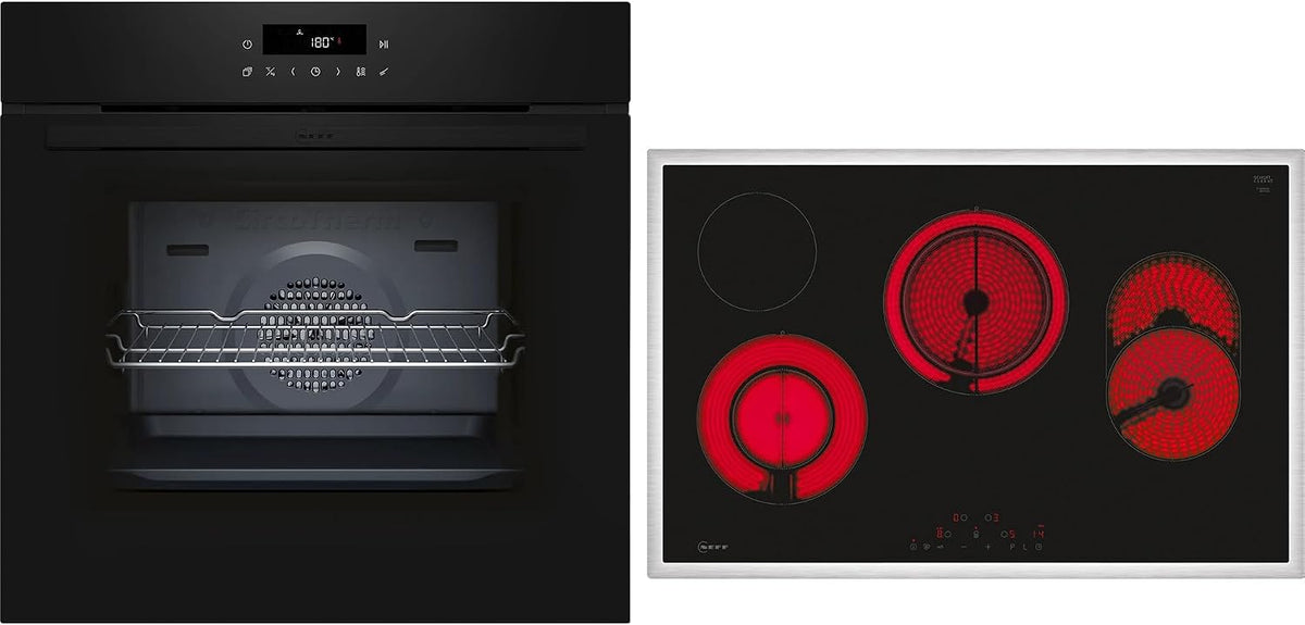 Neff BTX48PB0 Kochfeld, 60 × 60 cm, 80 cm, mit Selbstreinigung, mit LED, Schwarz/Edelstahl, aus Edelstahl und Stahl