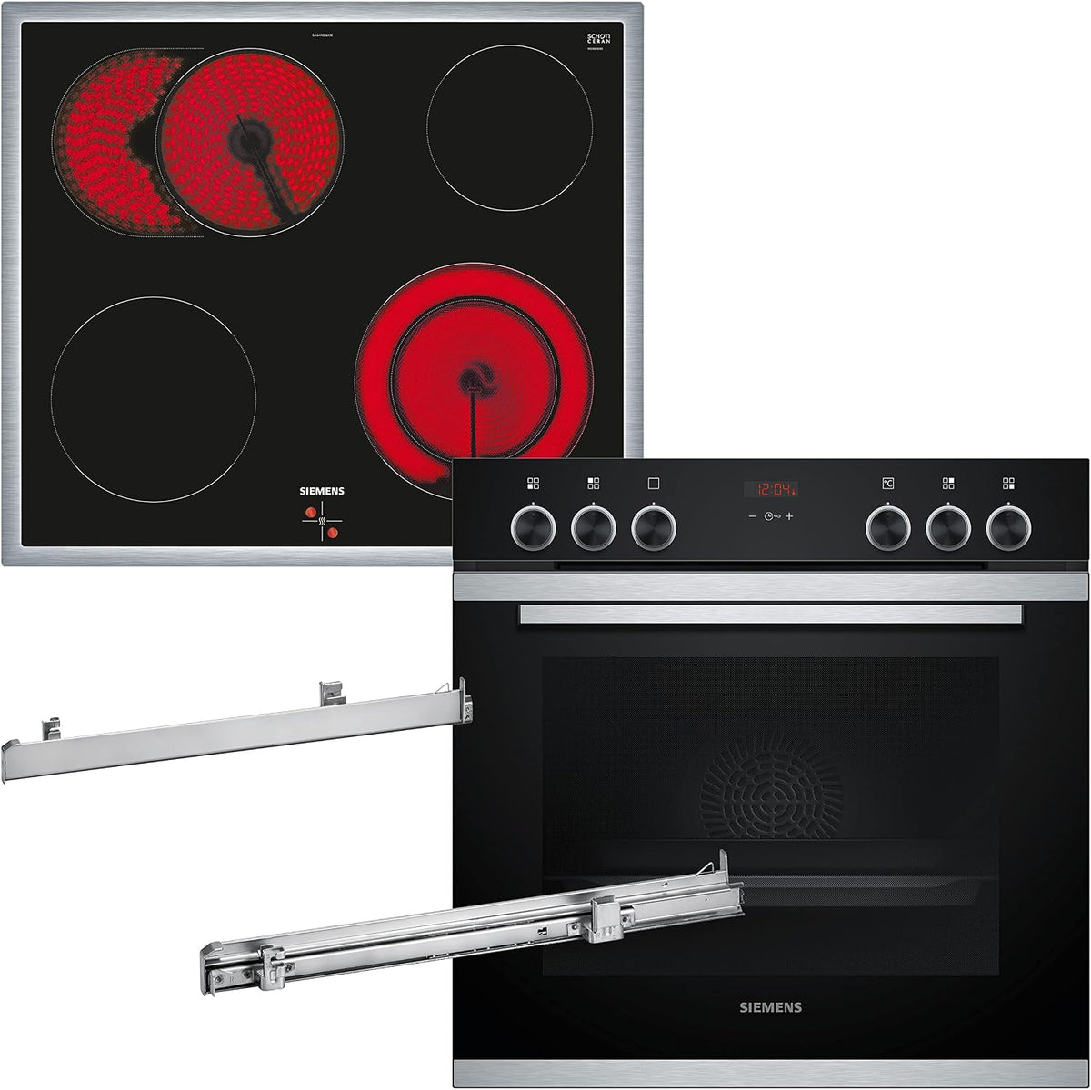 HANSEATIC Elektro-Herd-Set HB75AS+HC46CB EQ311KA1ZM Kochfeld, 60 cm, Schwarz/Silber