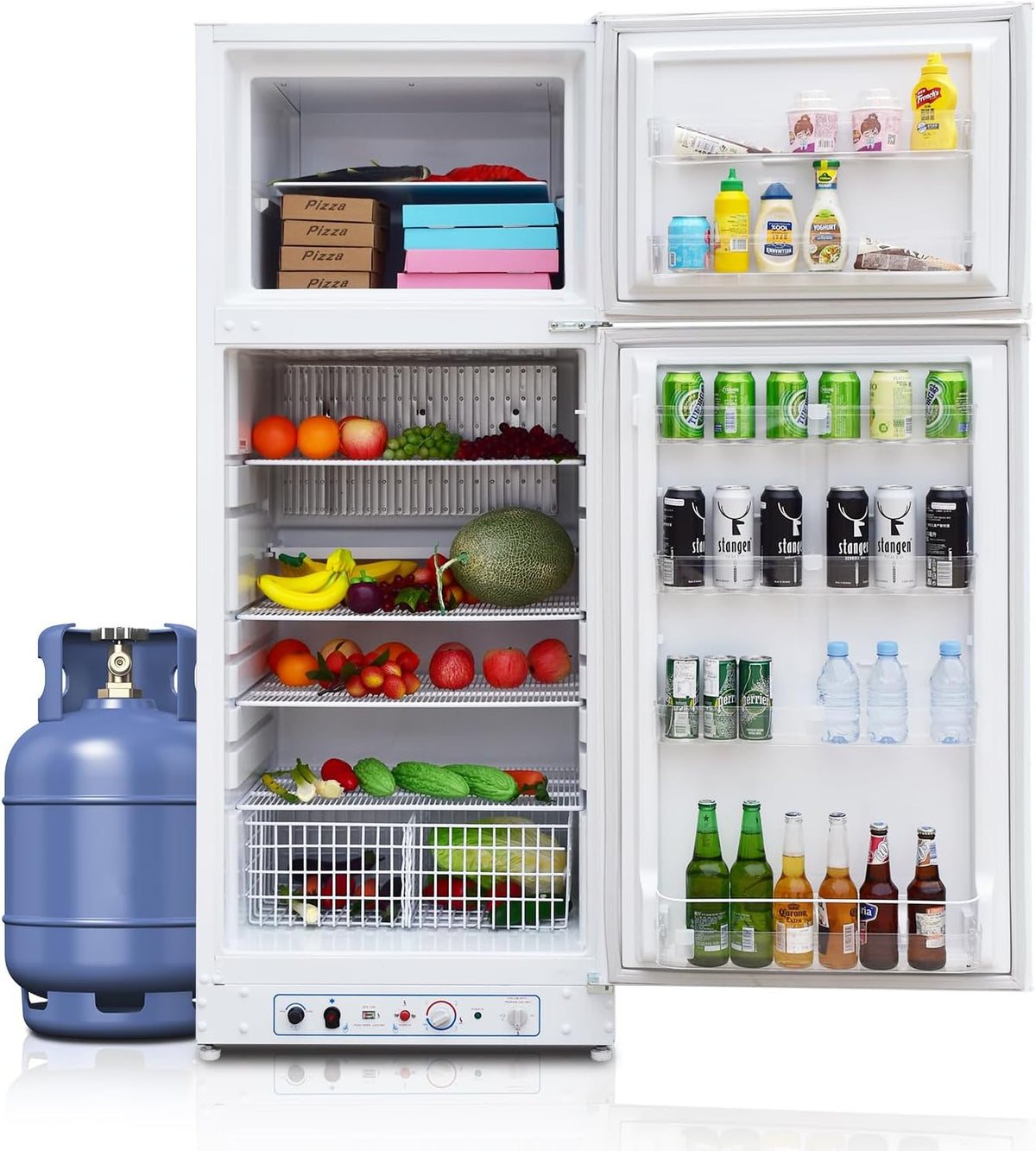 SMETA Gas/230V Kühl-Gefrier-Kombination, 380 L, mit Stauraum, Weiß, für das Wohnzimmer