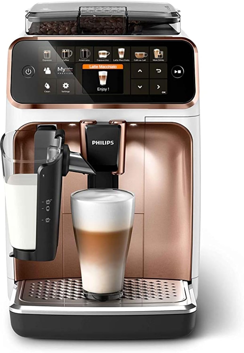 Philips EP5443/70 Kaffeemaschine, Schwarz/Weiß/Kupfer