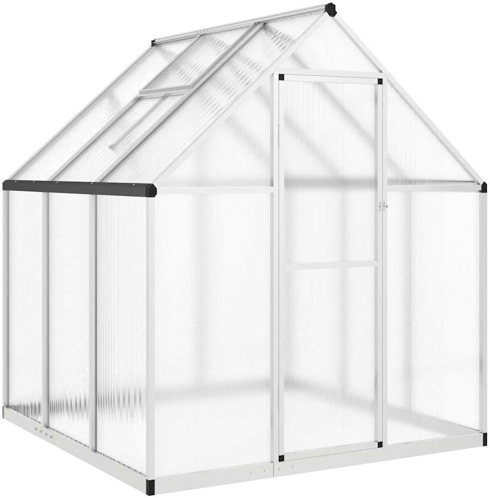 Gewächshaus, 169 × 169 × 195 cm, verstellbar, aus Aluminium, Transparent/Weiß/Schwarz, CIOURSTO